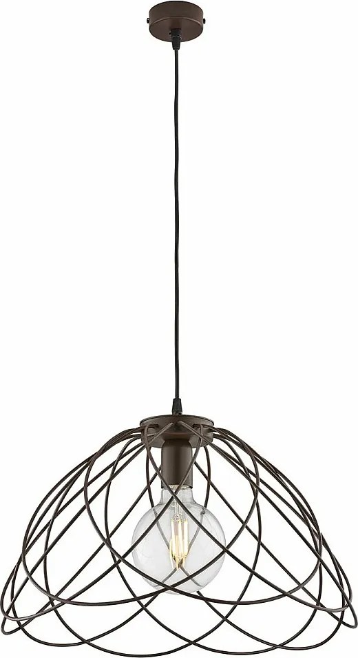 Żyrandol Pagoda z czarnego lakierowanego żelaza z dekoracją z efektem rdzy, z regulowanym kablem elektrycznym, 1 lampa 132 Ø45 BL298-S1-RG