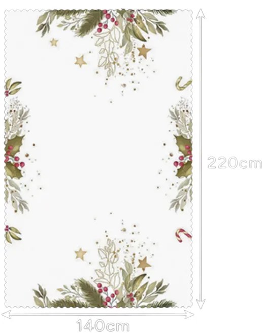 Świąteczny obrus WINTER TABLE 140x220 cm, biały