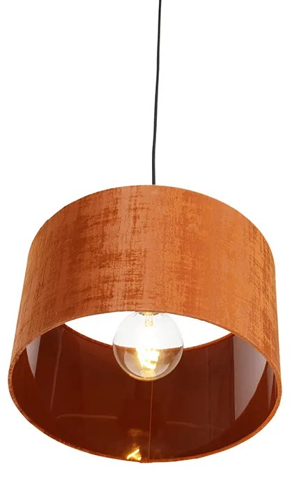 Nowoczesna lampa wisząca czarna z pomarańczowym kloszem 35 cm - Combi Nowoczesny Oswietlenie wewnetrzne