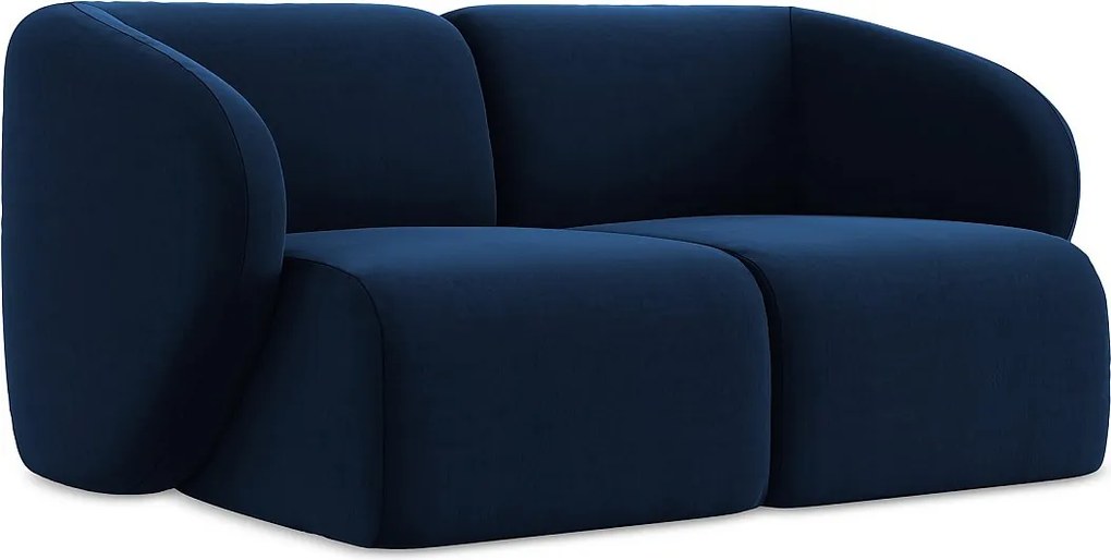 Modułowa sofa 2-osobowa - z tkaniny welwetowej - królewski niebieski - LANI