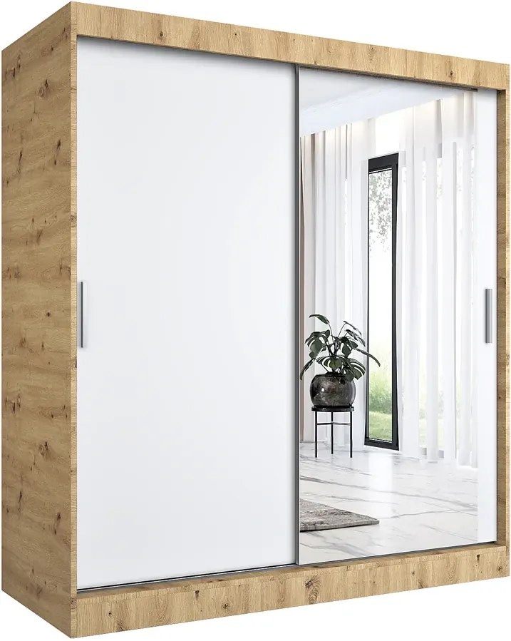 Szafa przesuwna dąb artisan + biały 180 cm S4-F54