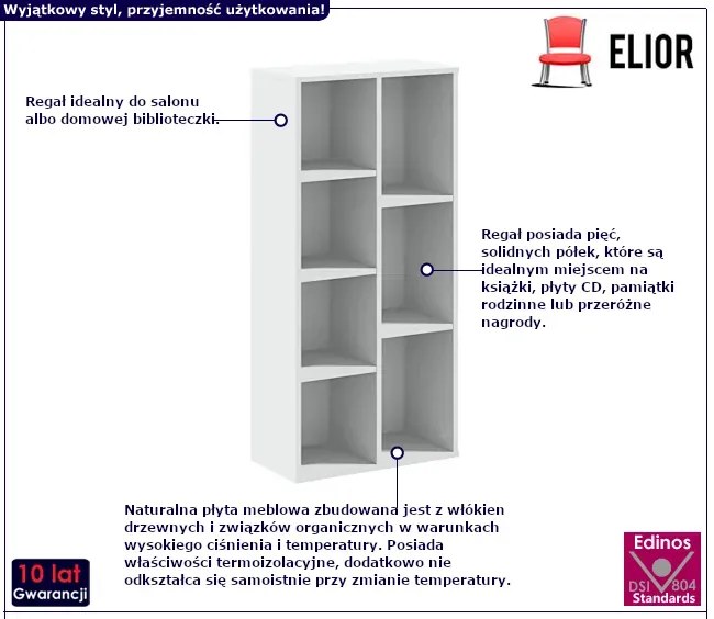 Stojący biały regał na książki - Armonia