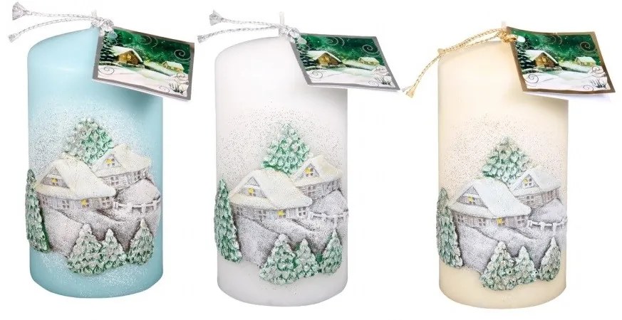 Świeczka świąteczna Chatka, biały