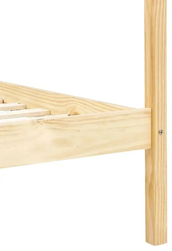 Łóżko z baldachimem w kolorze naturalnego drewna sosnowego 100x200cm - Tamai