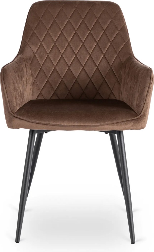 Krzesło Tapicerowane do Jadalni BRESSO Brązowe Welurowe Nowoczesne Loft