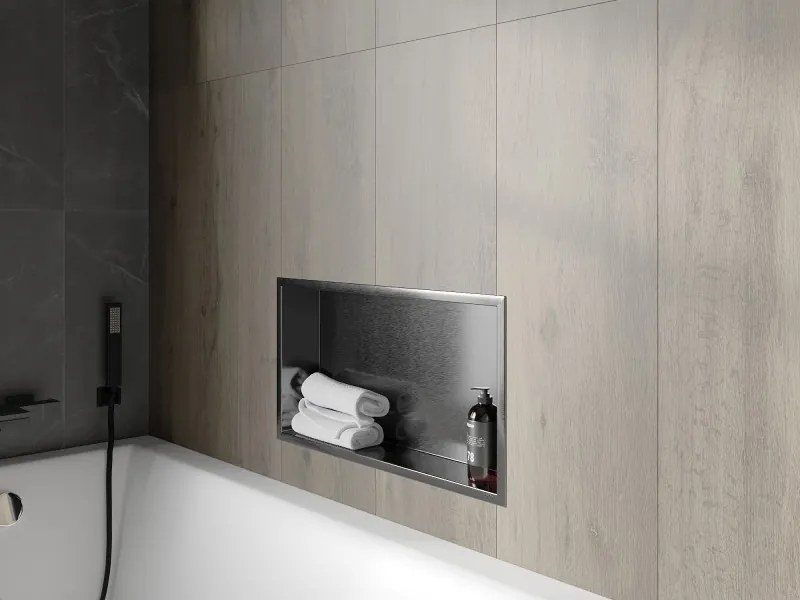 Mexen X-Wall-R półka wnękowa z kołnierzem 60 x 30 cm, gun gray szczotkowany - 19E0603010