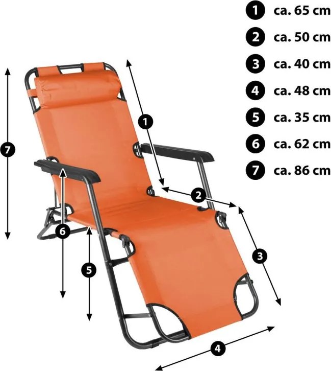 Leżak ogrodowy w kolorze pomarańczowym
