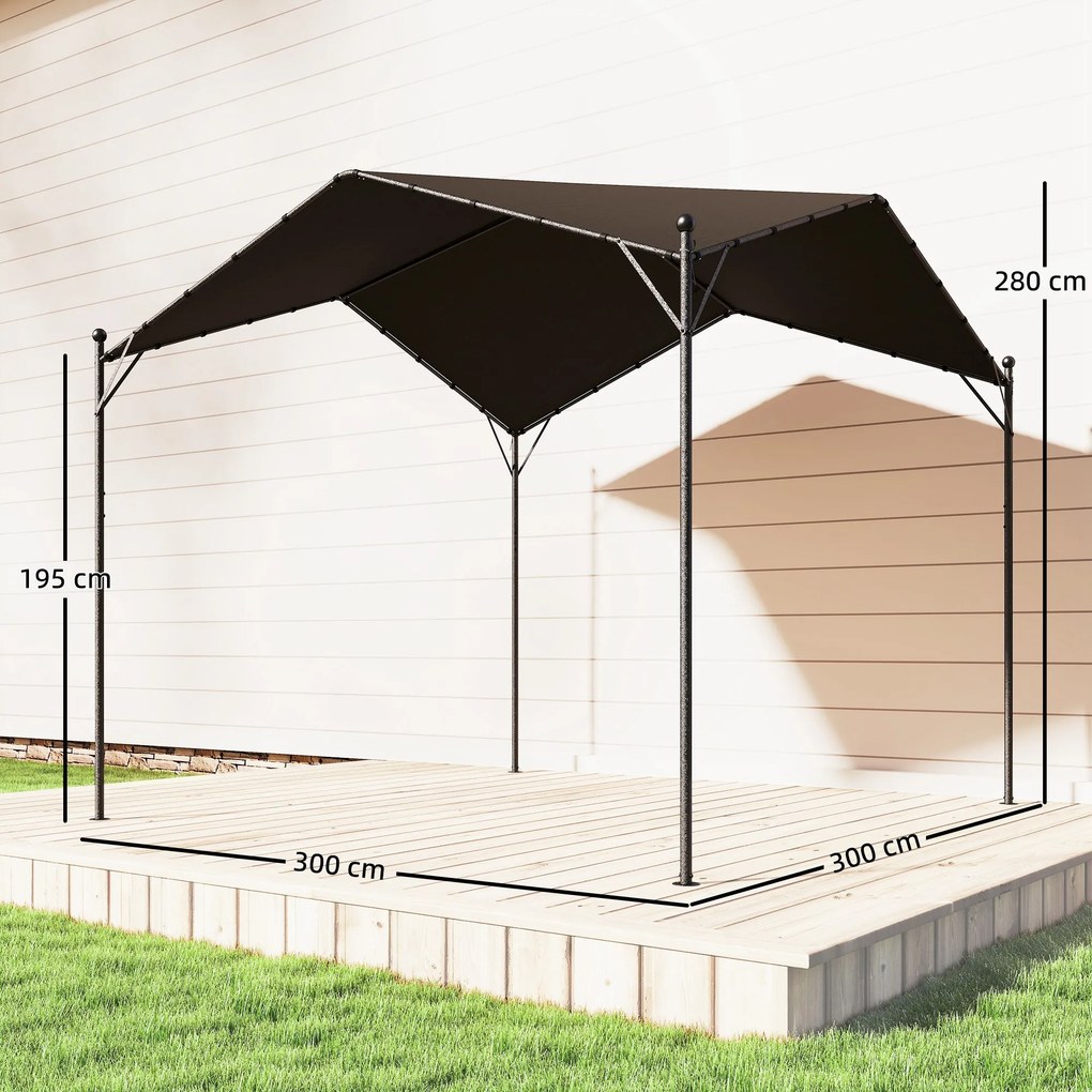 Outsunny Pergola Altana 3x3m Wodoodporna Stabilna Zimoodporna Ochrona Przed Słońcem ze Skośnym Dachem Wzmocnienia Trójkątne | Aosom PL