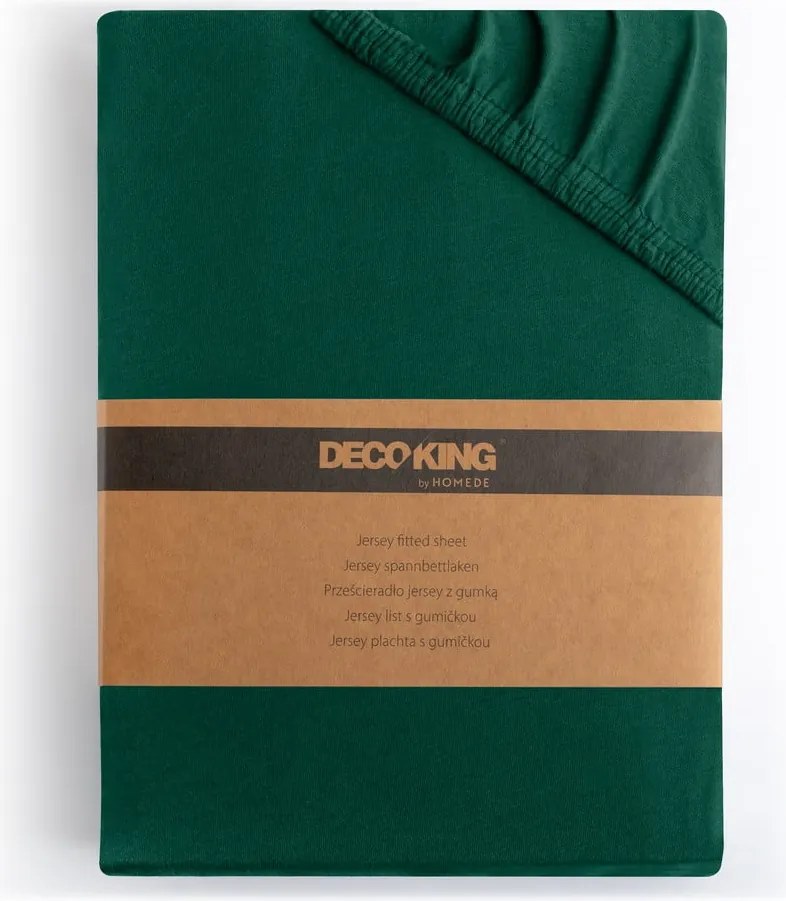 Zielone dżersejowe prześcieradło z gumką 160x200 cm Amber – Restilo