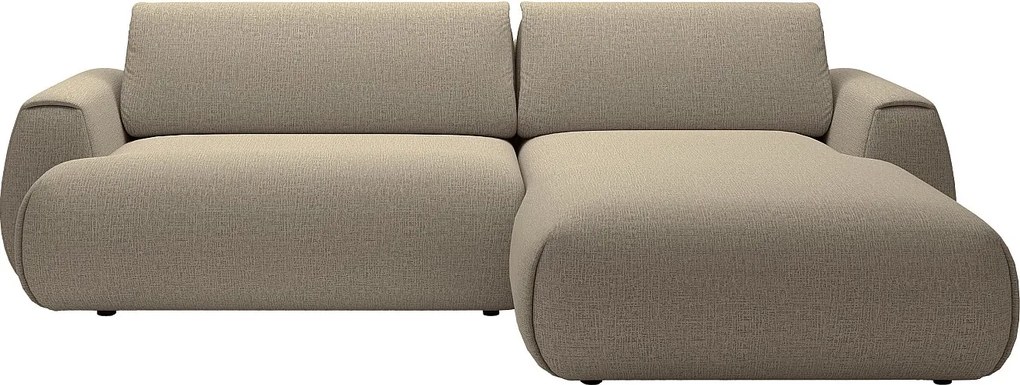 Kanapa narożna rozkładana z tkaniny szenilowej w kolorze taupe MONELIA