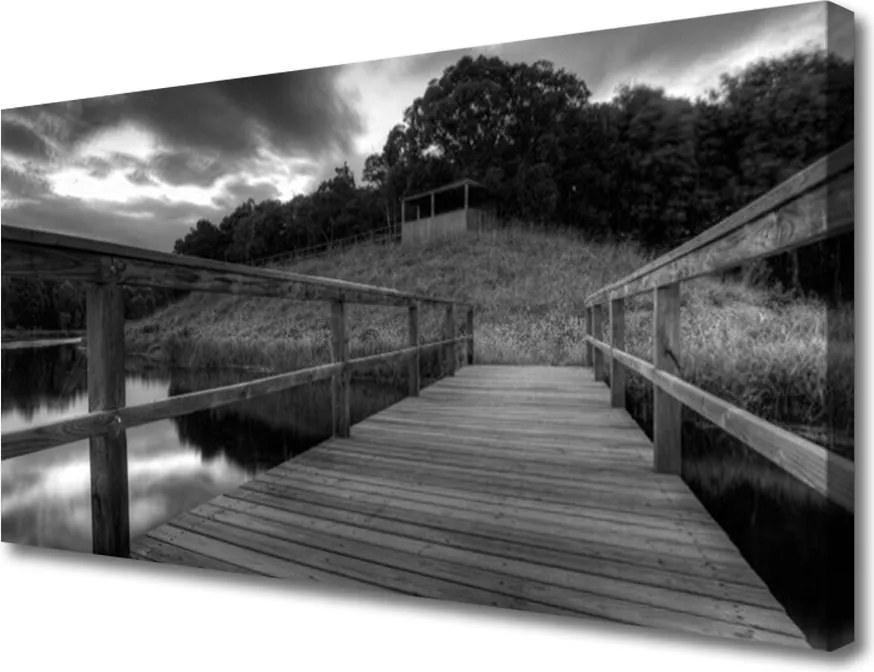 Obraz canvas Molo nad Jeziorem w Czerni i Bieli