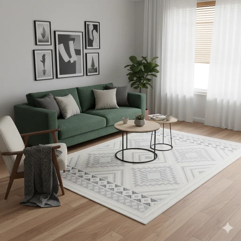 Dywan nowoczesny 3D Desire Skandynawski kremowo-szary 120 cm x 170 cm