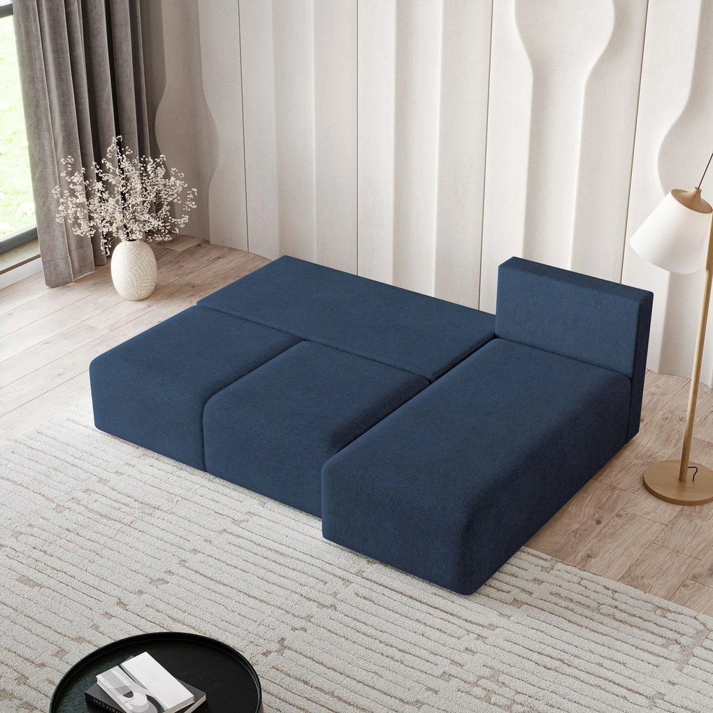 Masseno Narożnik TRAMA z funkcją spania i pojemnikiem na pościel Narozniki L, Rozkładana sofa - Niebieski, NEVE 77