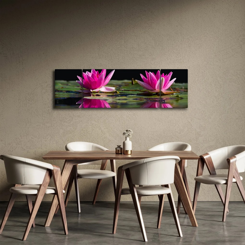 Obraz lilii wodnych na wodzie (170x50 cm)