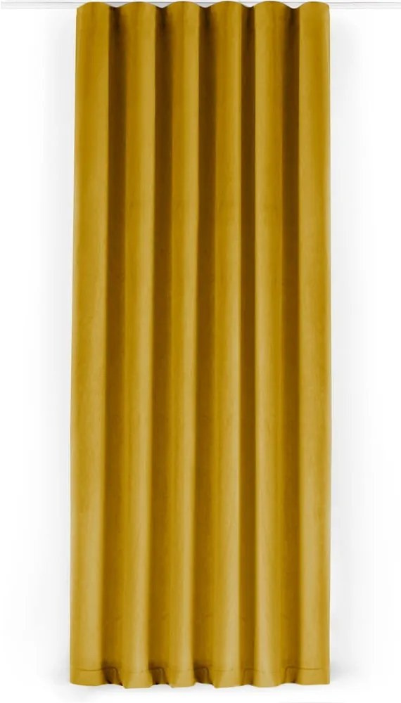 Musztardowa aksamitna zasłona częściowo zaciemniająca (dimout) 140x270 cm Velto – Filumi