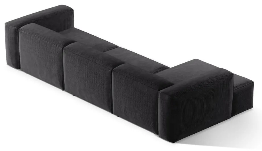 Ciemnoszary sztruksowy narożnik (lewostronny/z szezlongiem) Bergamo – Cosmopolitan Design