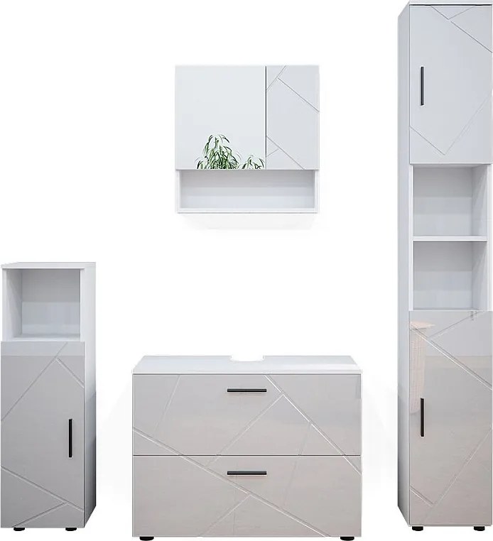Zestaw mebli łazienkowych biały wysoki połysk 80x41x58 irma