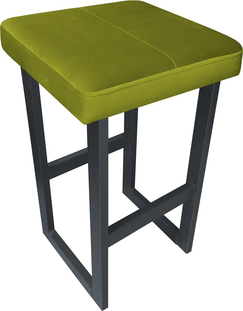 Hoker ALEX krzesło barowe tkanina Welur podstawa metalowa : Kolor Stelaża - Grafit, Kolor tkaniny - VELVET - BL75, Wysokość - 75 cm