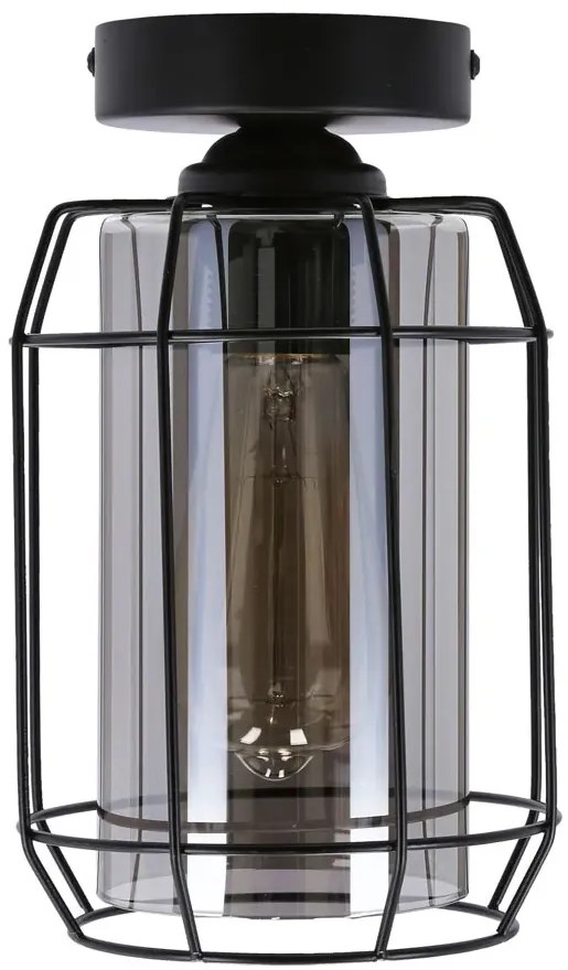 Czarna lampa sufitowa z kloszem ze szkła dymionego - Z048-Moris