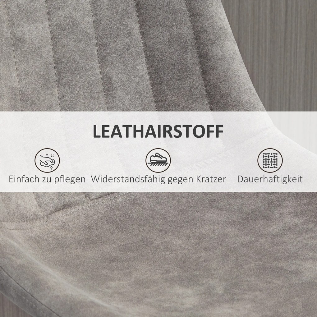 HOMCOM Zestaw 2 stołki barowe w stylu retro, z podnóżkiem, regulowane wysokość, gazowy podnośnik, Szary + Czarny