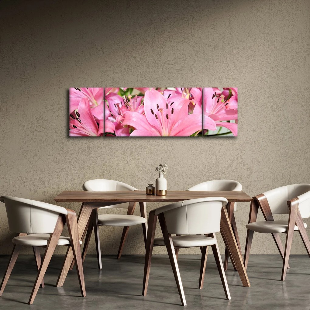 Obraz - Różowe lilie (170x50 cm)