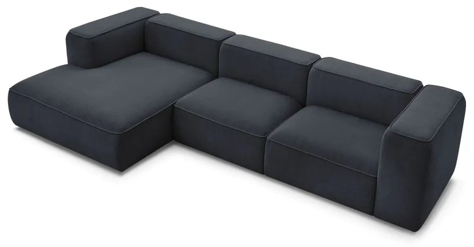Ciemnoniebieski narożnik z materiału bouclé (lewostronny) Zephyr – Bobochic Paris