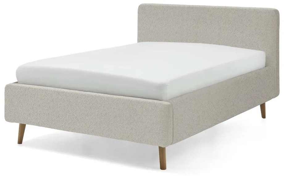 Beżowe tapicerowane łóżko dwuosobowe ze schowkiem ze stelażem 140x200 cm Mattis – Meise Möbel