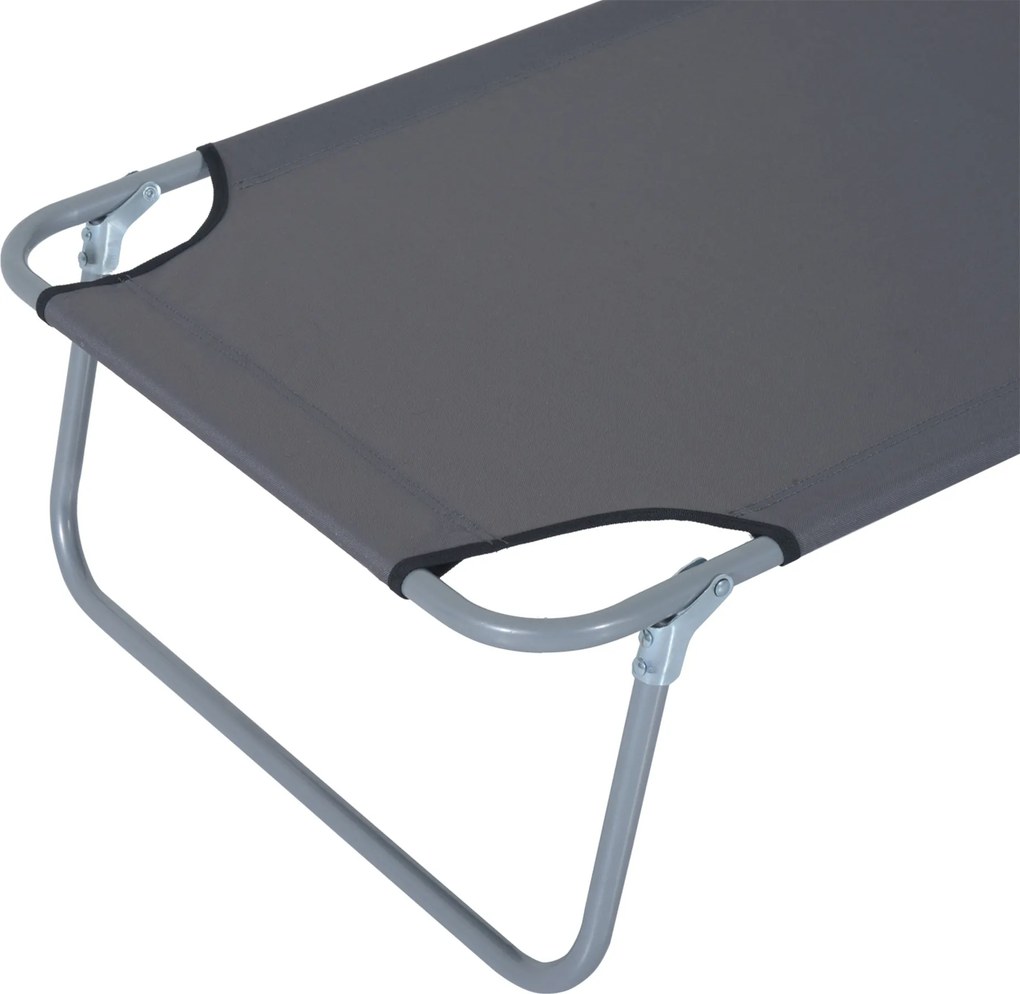 Outsunny leżak ogrodowy składany z daszkiem przeciwsłonecznym leżak plażowy szary 187x58x36 cm | Aosom PL