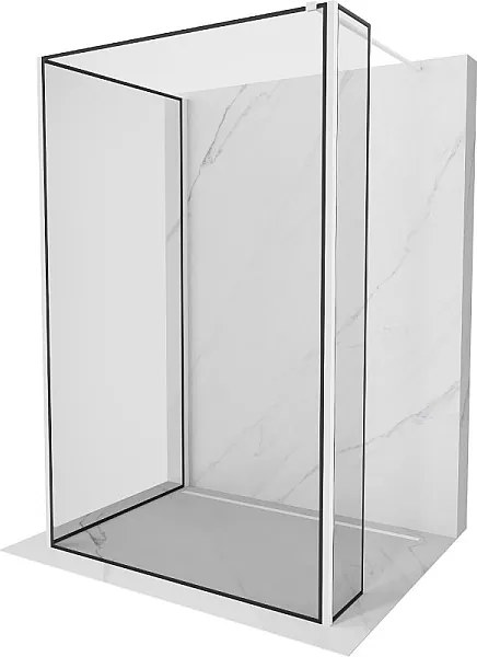 Mexen Kioto ścianka prysznicowa Walk-in 100 x 100 x 40 cm, czarna ramka, biała - 800-100-100-221-20-70-040