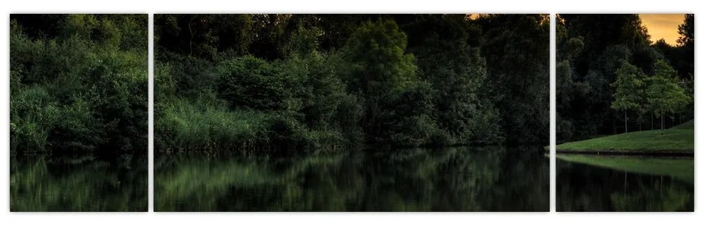 Obraz jeziora przy lesie (170x50 cm)
