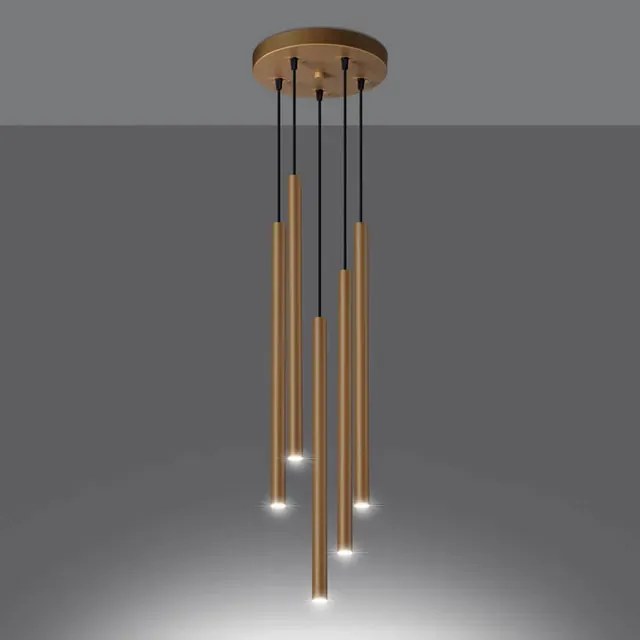 Złota lampa wisząca tuba nad stół - 5X A382 M4-D58