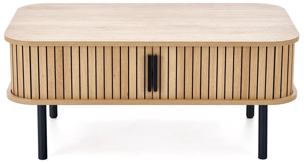 Ława z zamykaną półką, MDF naturalny/czarny 90/50/40 ANGELINA