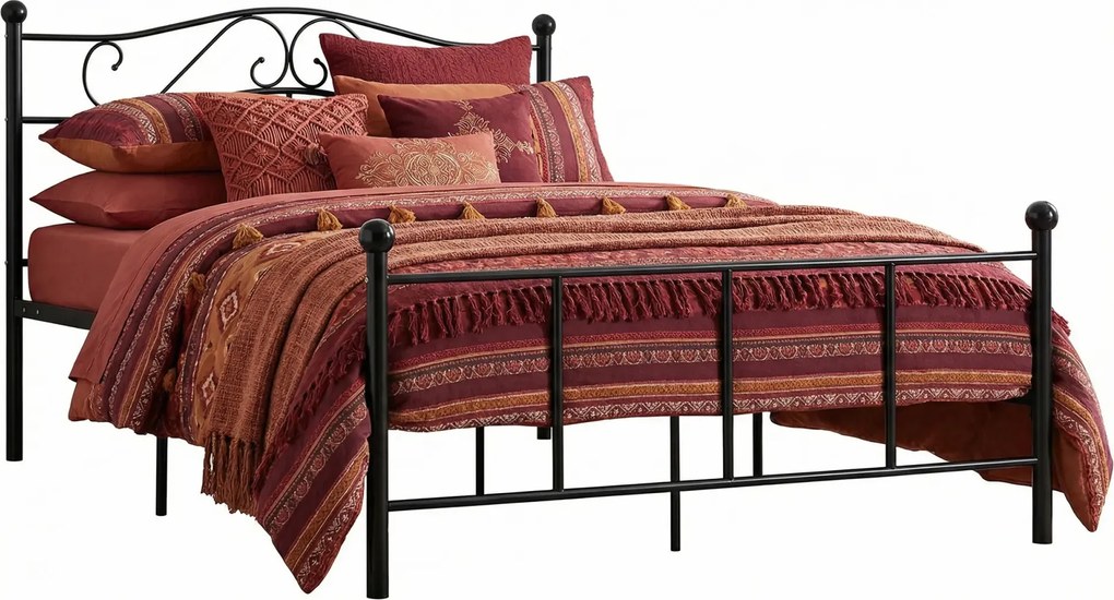 Czarne metalowe łózko dwuosobowe 180x200 cm E3-C44