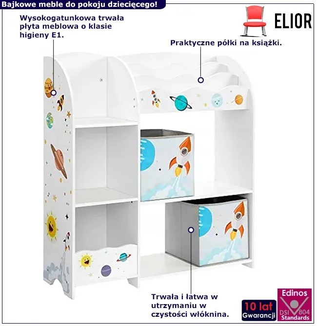 Biało kolorowy regał na zabawki i książki W1-S70