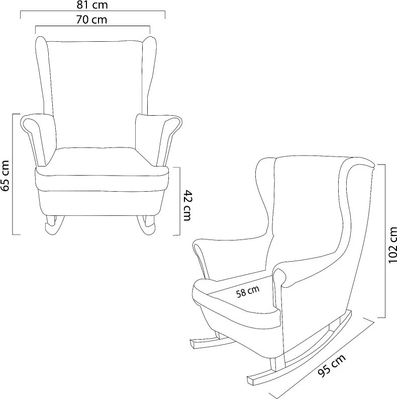 Fotel USZAK bujany tapicerowany z podłokietnikami, kolor Pudrowy róż tkanina MAGIC VELVET