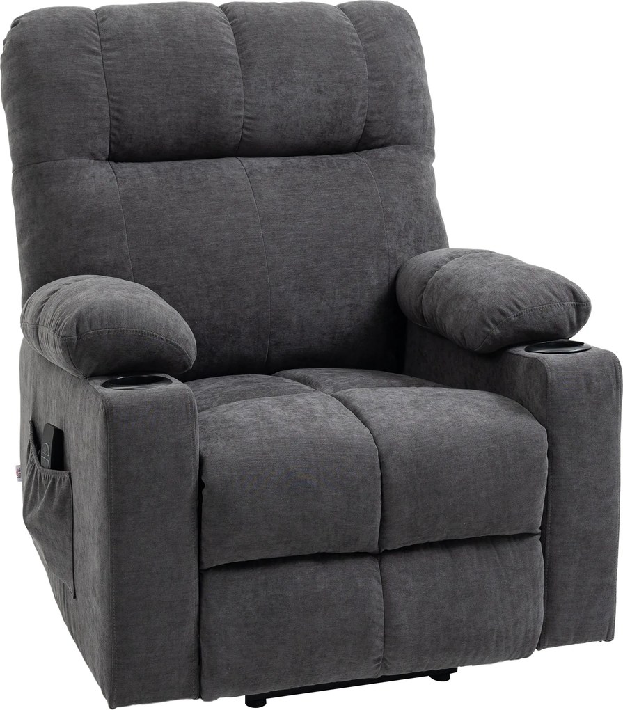 HOMCOM Fotel dla seniora z funkcją podnoszenia i leżenia z pilotem ciemnoszary 144 cm x 91 cm x 88 cm | Aosom PL