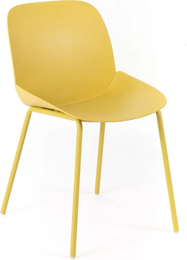 Zestaw 4 nowoczesnych żółtych krzeseł polipropylenowych "Azzurra" z malowaną metalową ramą do salonu