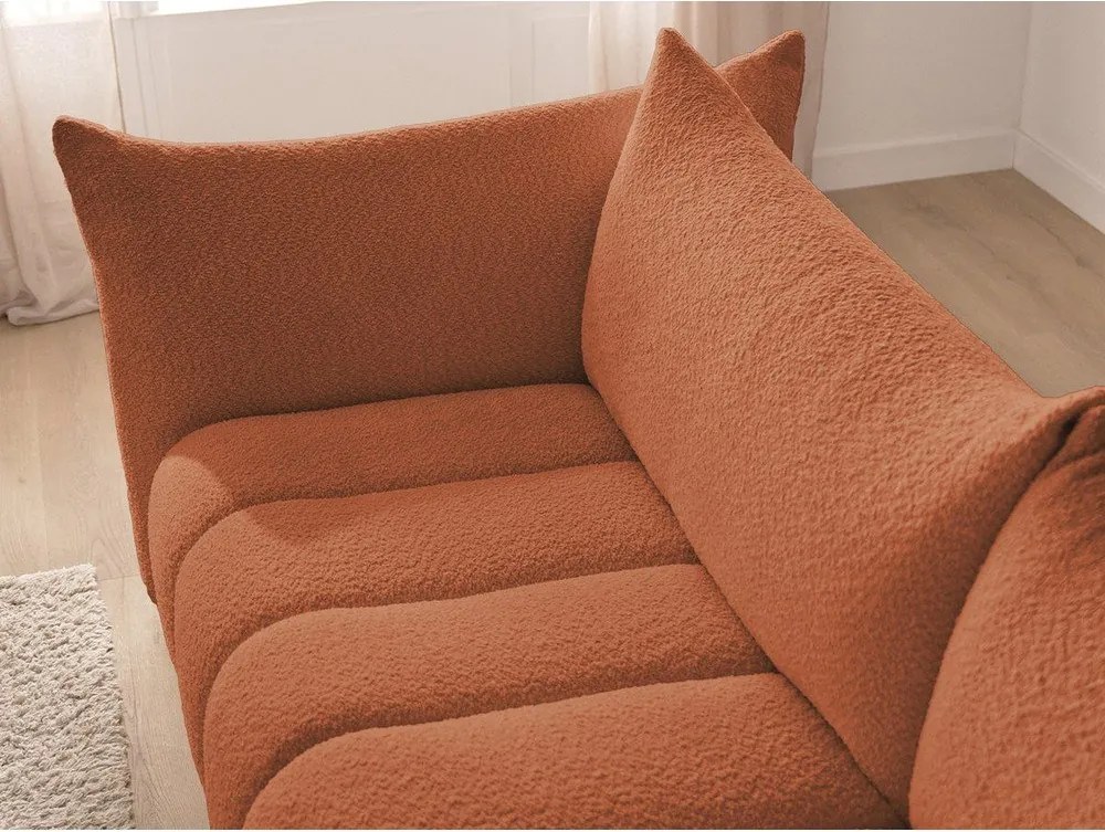 Pomarańczowy narożnik z materiału bouclé (lewostronny/z szezlongiem) Azra – Bobochic Paris