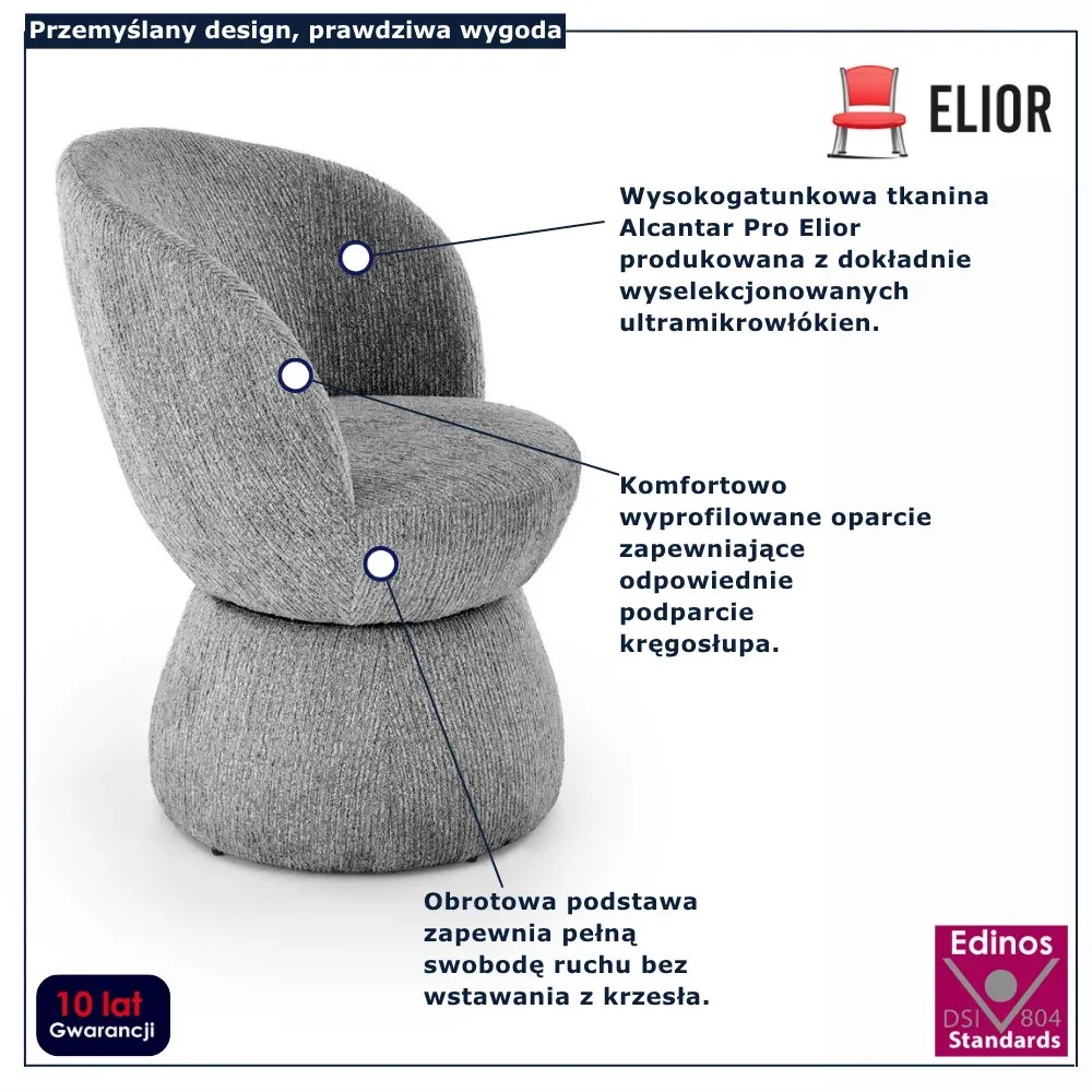 Szare tapicerowane krzesło obrotowe K8-H39