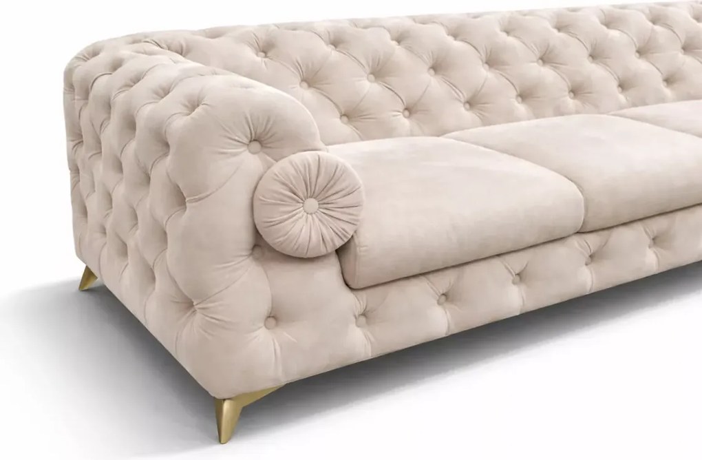 Tapicerowany narożnik z funkcją spania Chesterfield Moet z wałkiem