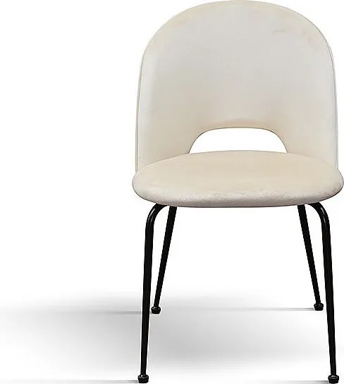 Zestaw 4 krzeseł w beżowej tkaninie z efektem aksamitu, nogi w kolorze antracytowym - AVALON