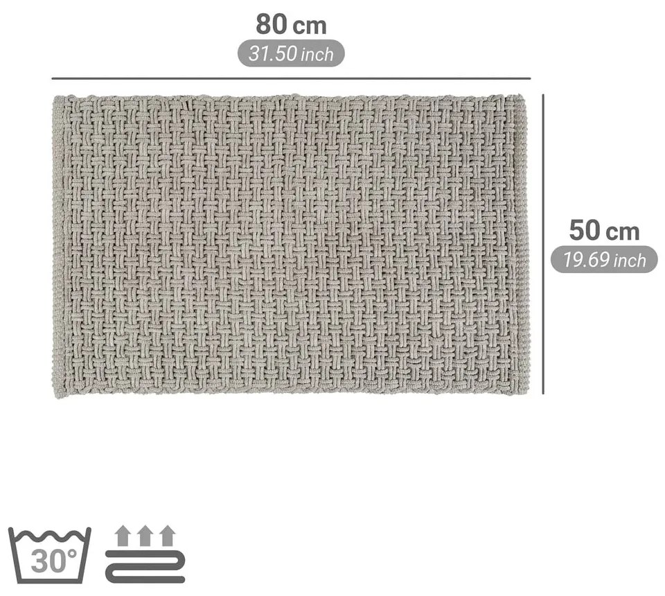 Szary tekstylny dywanik łazienkowy 50x80 cm Ecoli – Wenko