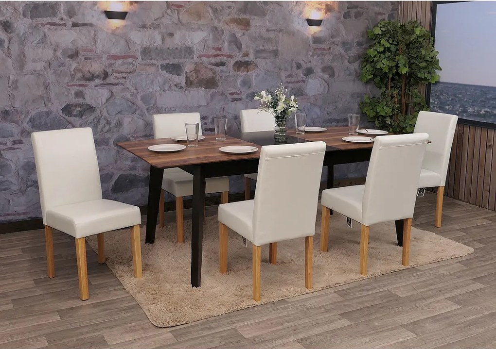 Zestaw 6 krzeseł do jadalni Littau ze sztucznej skóry,  imitacja skóry, biały, jasne nogi