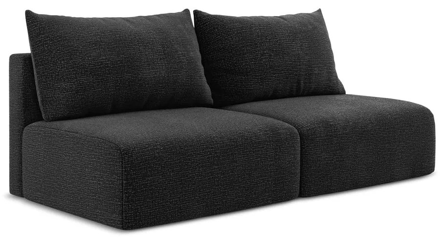 Czarna rozkładana/ze schowkiem sofa 216 cm Kalena – Makamii