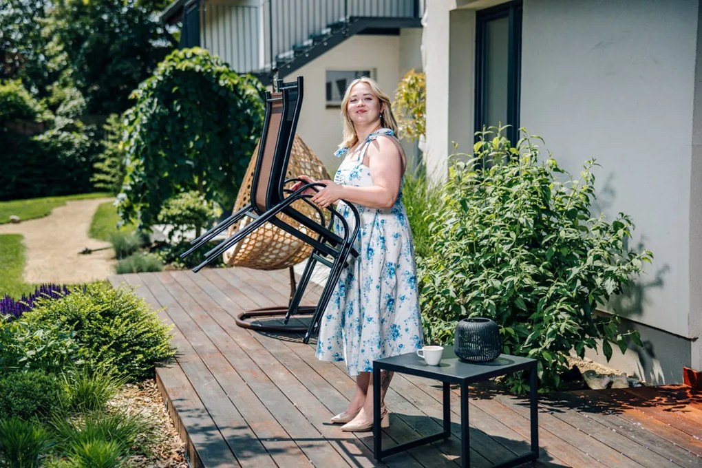 PROMOCJA Krzesła ogrodowe TAVERNO zestaw 2 szt. szare/czarne II. jakość