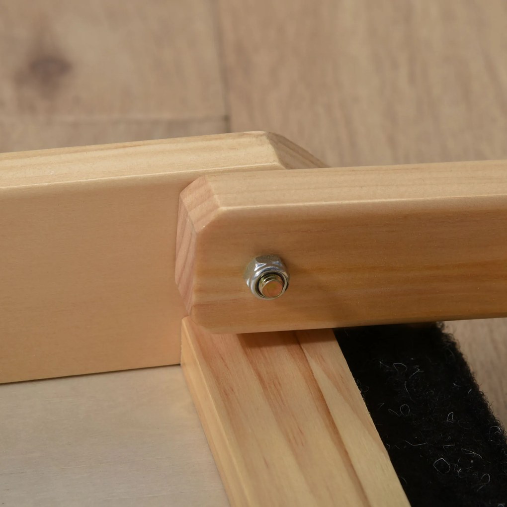 PawHut Rampa dla zwierząt antypoślizgowa regulowana sosna poliester czarny naturalne drewno 90x40x61cm | Aosom PL