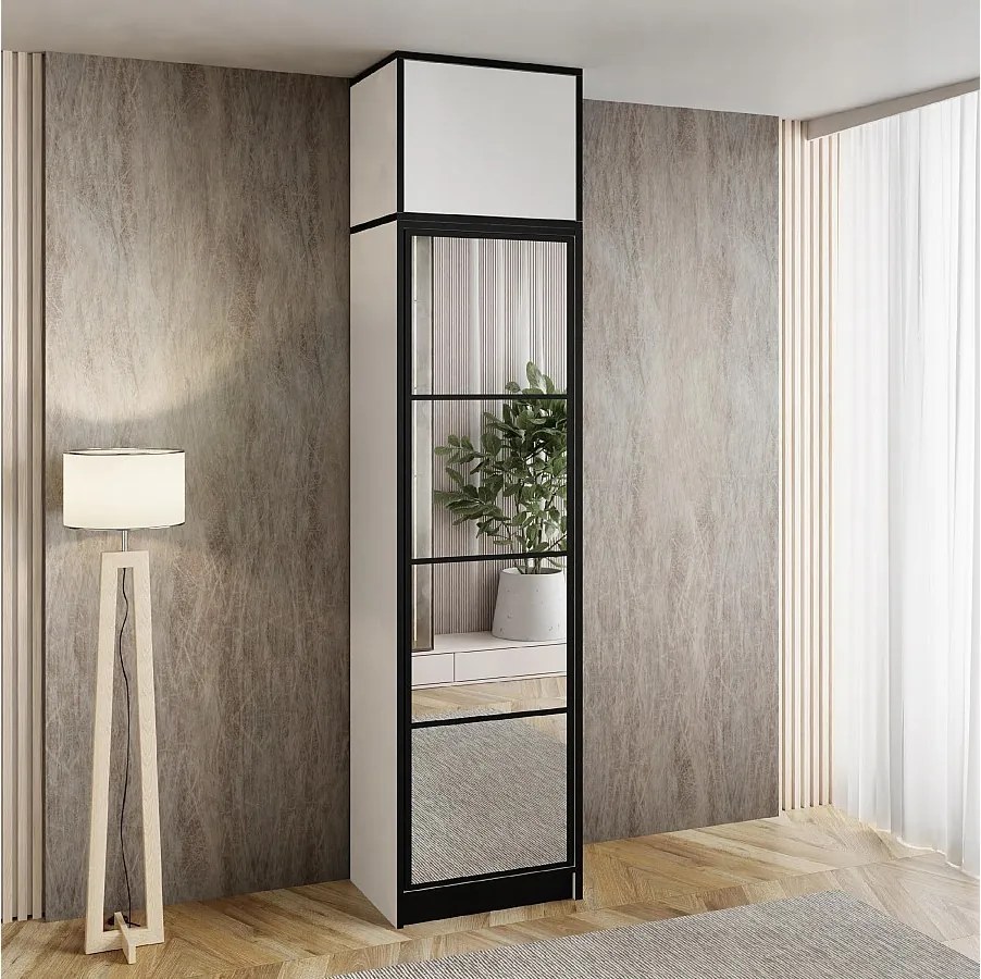 Szafa jednodrzwiowa z lustrem COSTA 1D BIAŁA z nadstawką