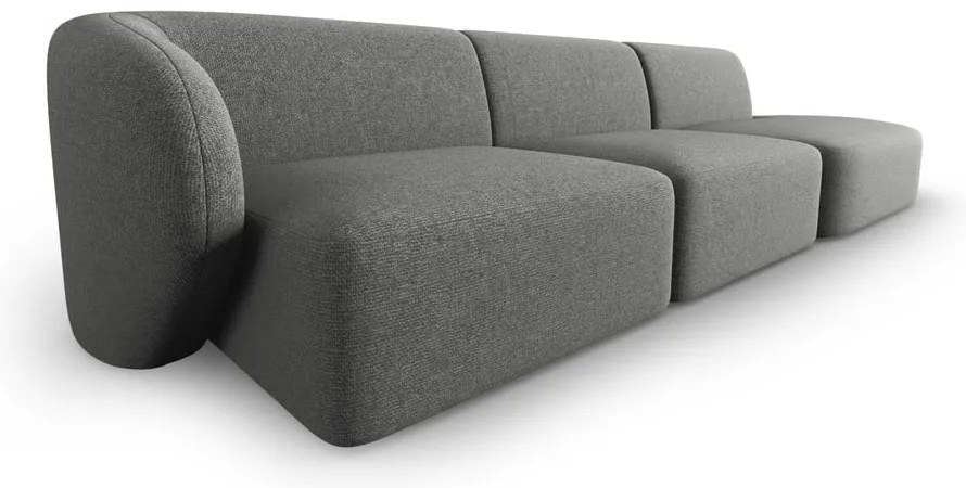 Szara sofa z tkaniny szenilowej lewostronna 311 cm Paolo – Milo Casa