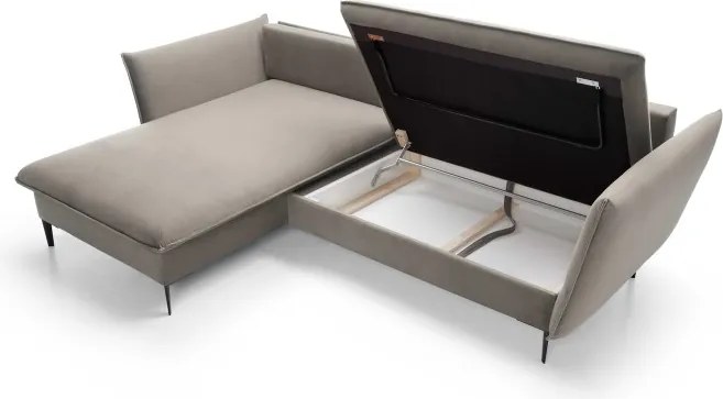 Narożnik GLOSS Lewostronny z funkcją spania, zestaw z poduszkami wolnostojący tkanina RIVIERA 21 Beżowy WERSAL