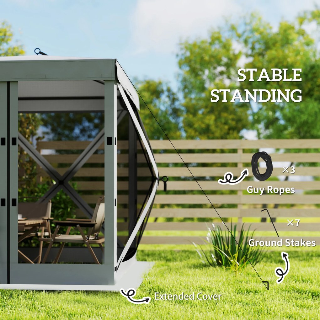 Outsunny Pawilon 1,85x1,85m Wodoodporny Stabilny Zimoodporny Pop-up Składany Pawilon z 4 Siatkowanymi Ścianami Bocznymi Torbą, UV 30+ | Aosom PL